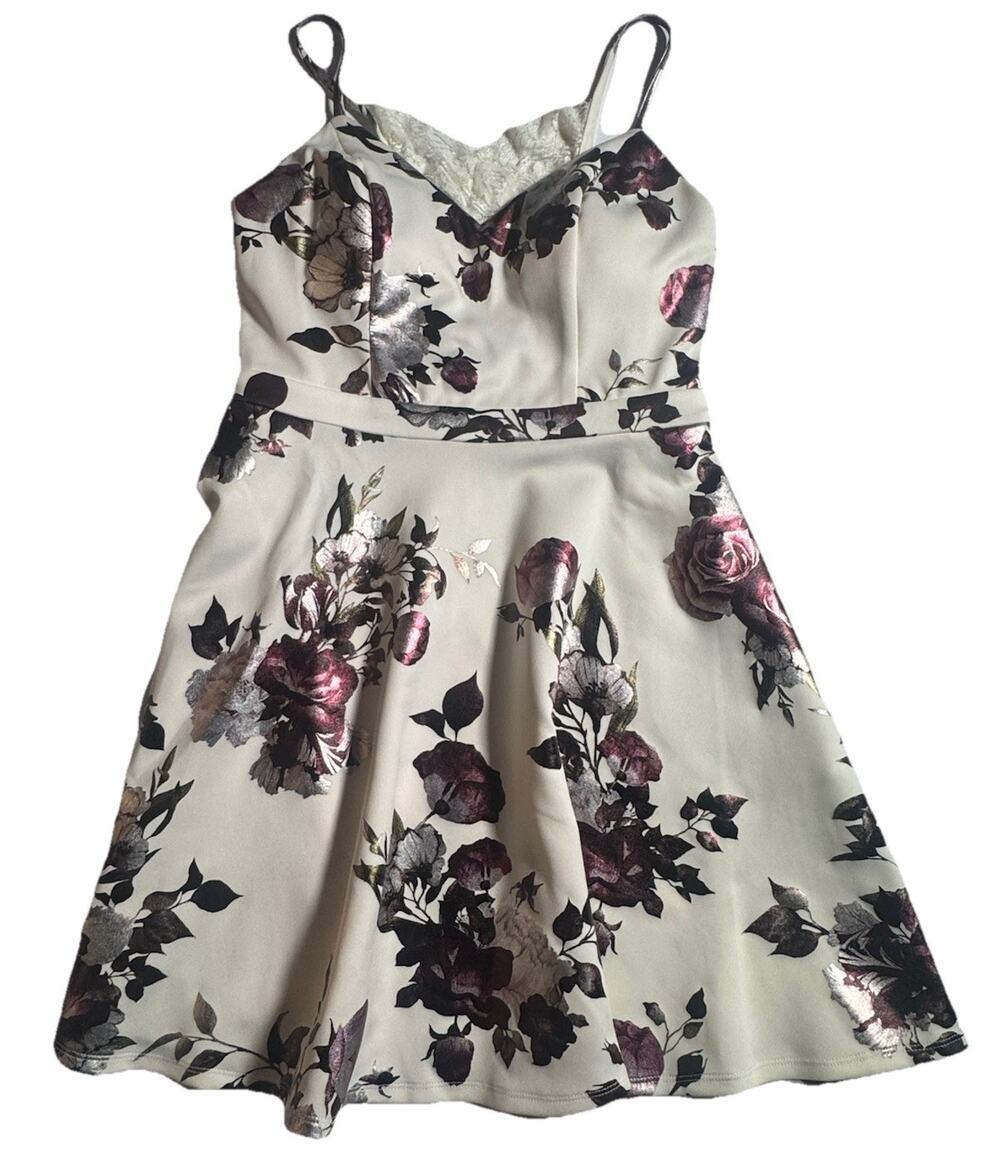 Xtraordinary Girls Floral Party Dress Size 7 Ivory Merlot Lace NWT